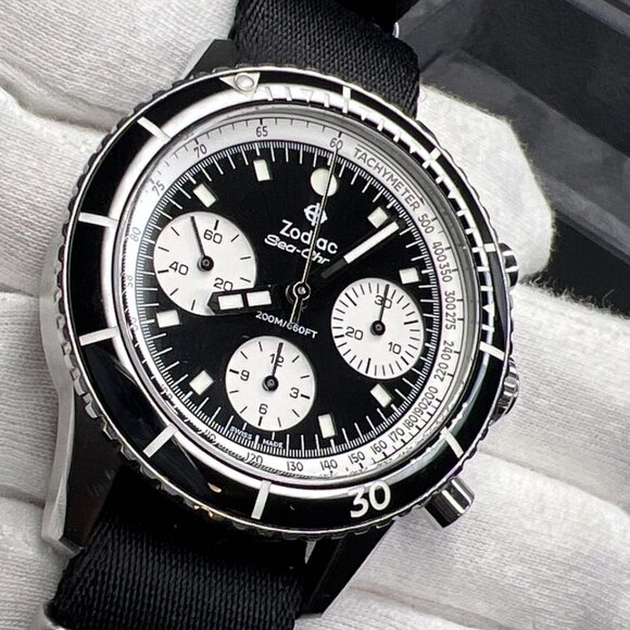 Zodiac ZO3604 Sea-Chron Steel 42mm Automatic Chronograph Men's Watch w/ Box - Picture 2 of 14